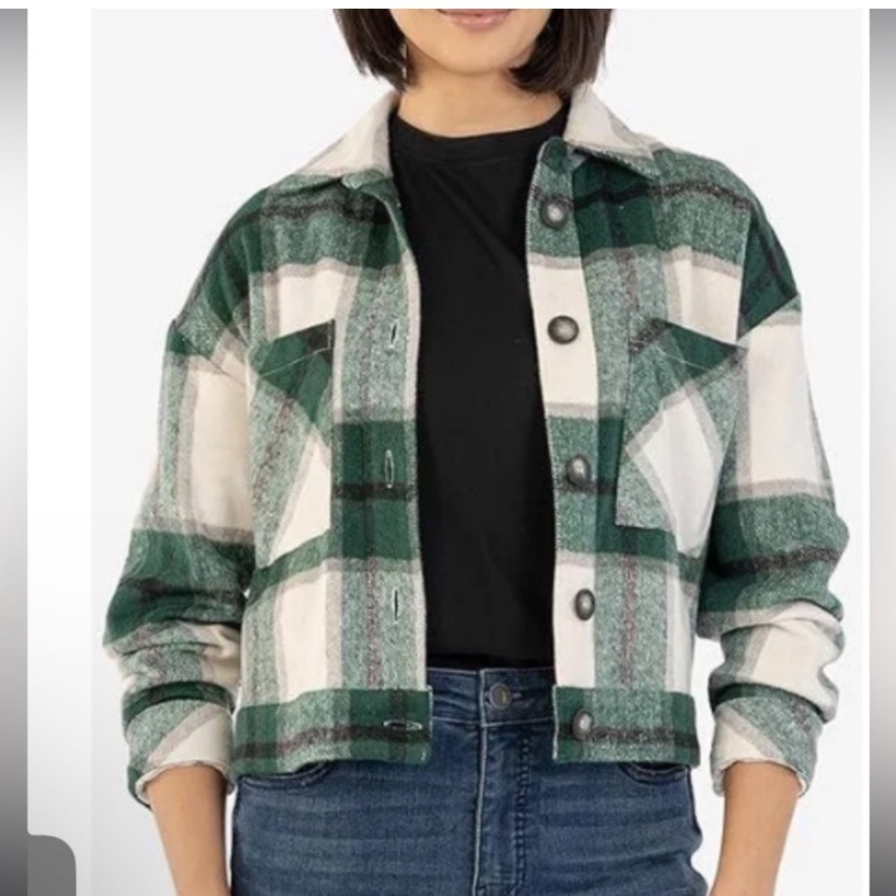 Kut From The Kloth Green , White &Cream Flannel size large